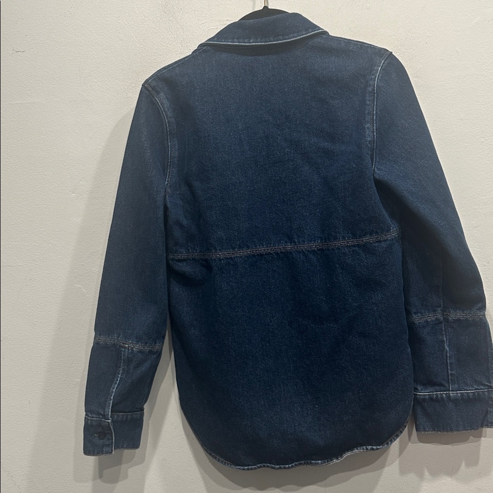 COS dark Denim Jean Shirt jacket Shacket size 4 dark blue minimalist classic - Picture 6 of 9
